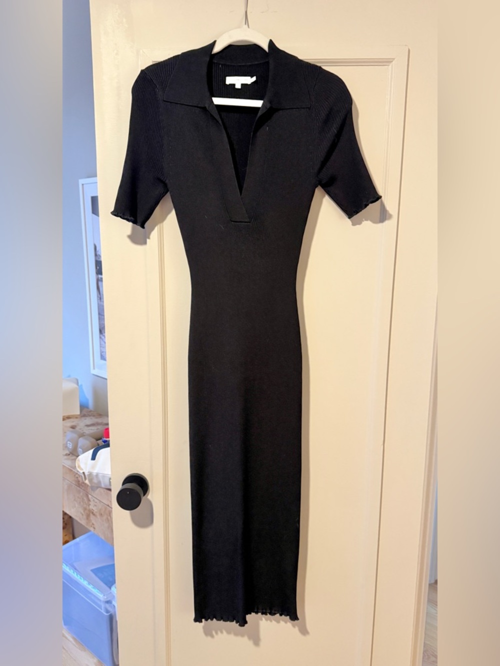 Good American Black Ribbed Polo Midi Dress Size 2/M ASO Mayfair Witches - Picture 4 of 8